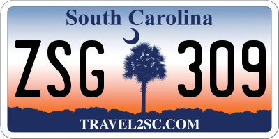 SC license plate ZSG309