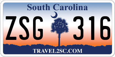 SC license plate ZSG316