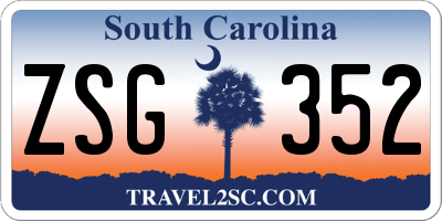 SC license plate ZSG352