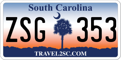SC license plate ZSG353