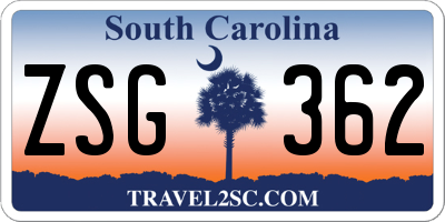 SC license plate ZSG362