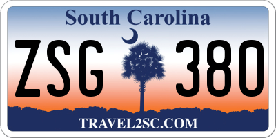 SC license plate ZSG380