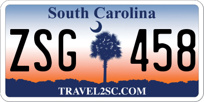 SC license plate ZSG458