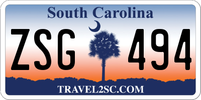 SC license plate ZSG494