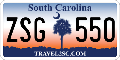 SC license plate ZSG550