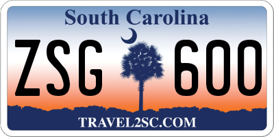 SC license plate ZSG600