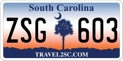 SC license plate ZSG603