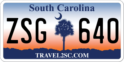 SC license plate ZSG640