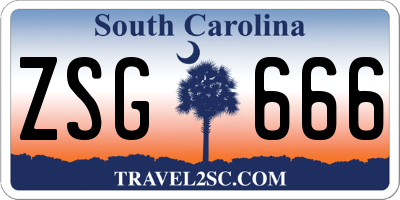 SC license plate ZSG666