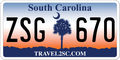 SC license plate ZSG670