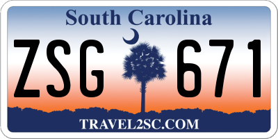 SC license plate ZSG671