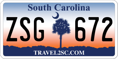 SC license plate ZSG672