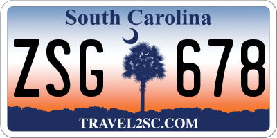 SC license plate ZSG678