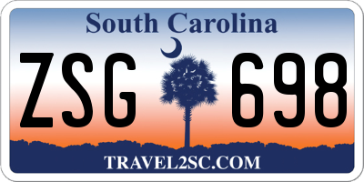 SC license plate ZSG698
