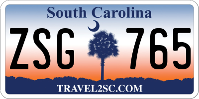 SC license plate ZSG765