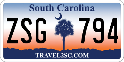 SC license plate ZSG794