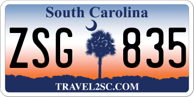 SC license plate ZSG835
