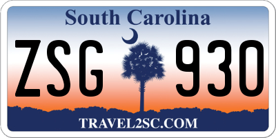 SC license plate ZSG930