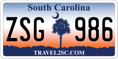 SC license plate ZSG986