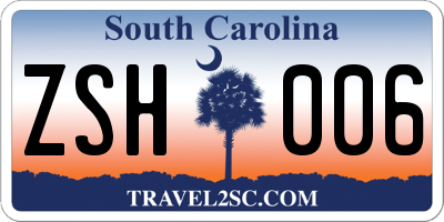 SC license plate ZSH006