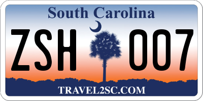 SC license plate ZSH007