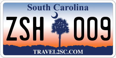 SC license plate ZSH009