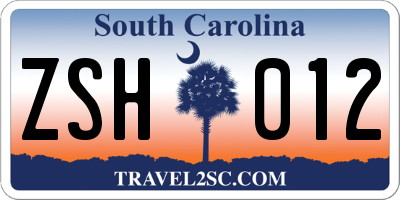SC license plate ZSH012