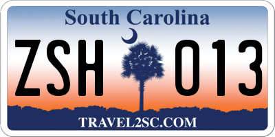 SC license plate ZSH013