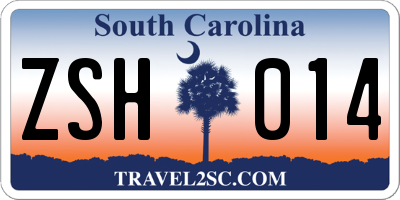 SC license plate ZSH014