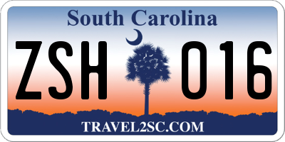 SC license plate ZSH016