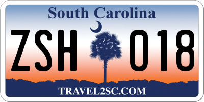 SC license plate ZSH018