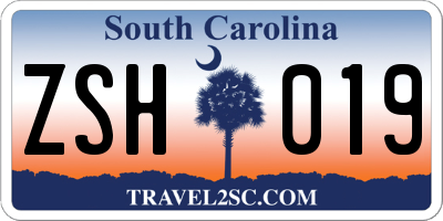 SC license plate ZSH019