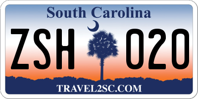 SC license plate ZSH020