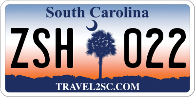 SC license plate ZSH022