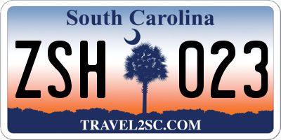 SC license plate ZSH023