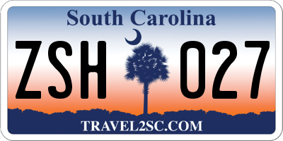 SC license plate ZSH027