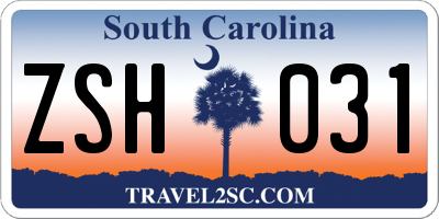 SC license plate ZSH031