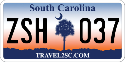 SC license plate ZSH037