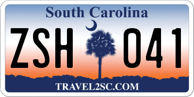 SC license plate ZSH041