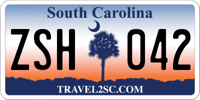 SC license plate ZSH042