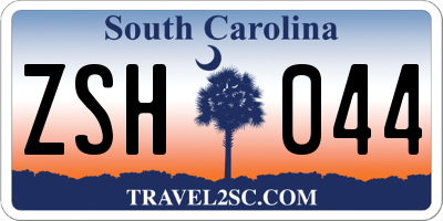 SC license plate ZSH044