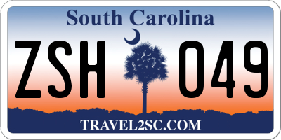 SC license plate ZSH049
