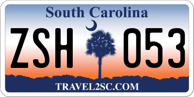 SC license plate ZSH053