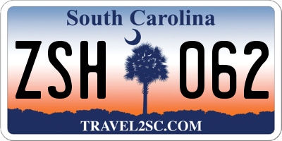 SC license plate ZSH062