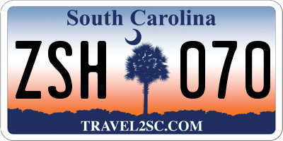 SC license plate ZSH070