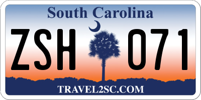SC license plate ZSH071