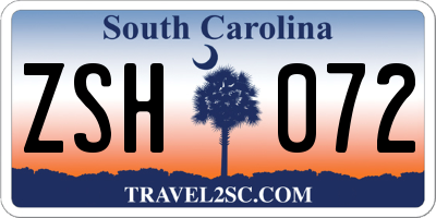 SC license plate ZSH072