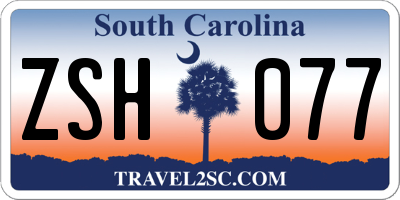 SC license plate ZSH077
