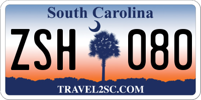 SC license plate ZSH080