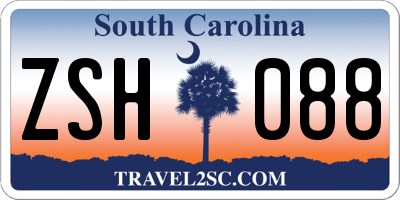 SC license plate ZSH088